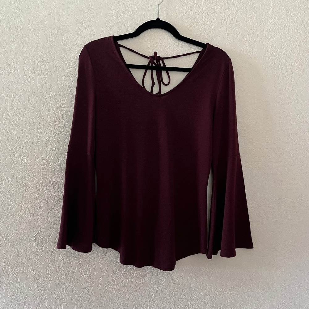Loft flare-sleeve tie-back knit top